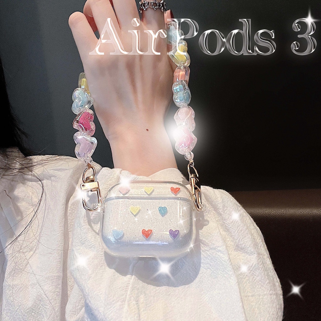Vỏ Hộp Tai Nghe Không Dây Họa Tiết Trái Tim Lấp Lánh Cho AirPods3gen AirPods3 AirPods2gen Ốp