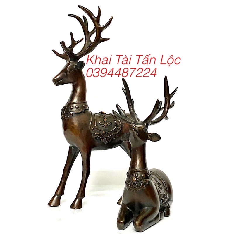 Cặp hươu , tuần Lộc bằng đồng phong thủy Lộc trời cho
