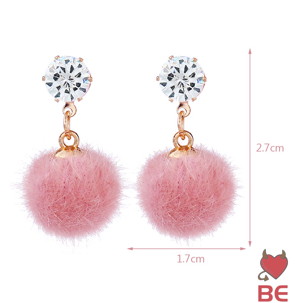 Bông tai YADORNOS hình bóng lông màu sắc trơn phong cách Hàn Quốc thời trang sang trọng cho nữ