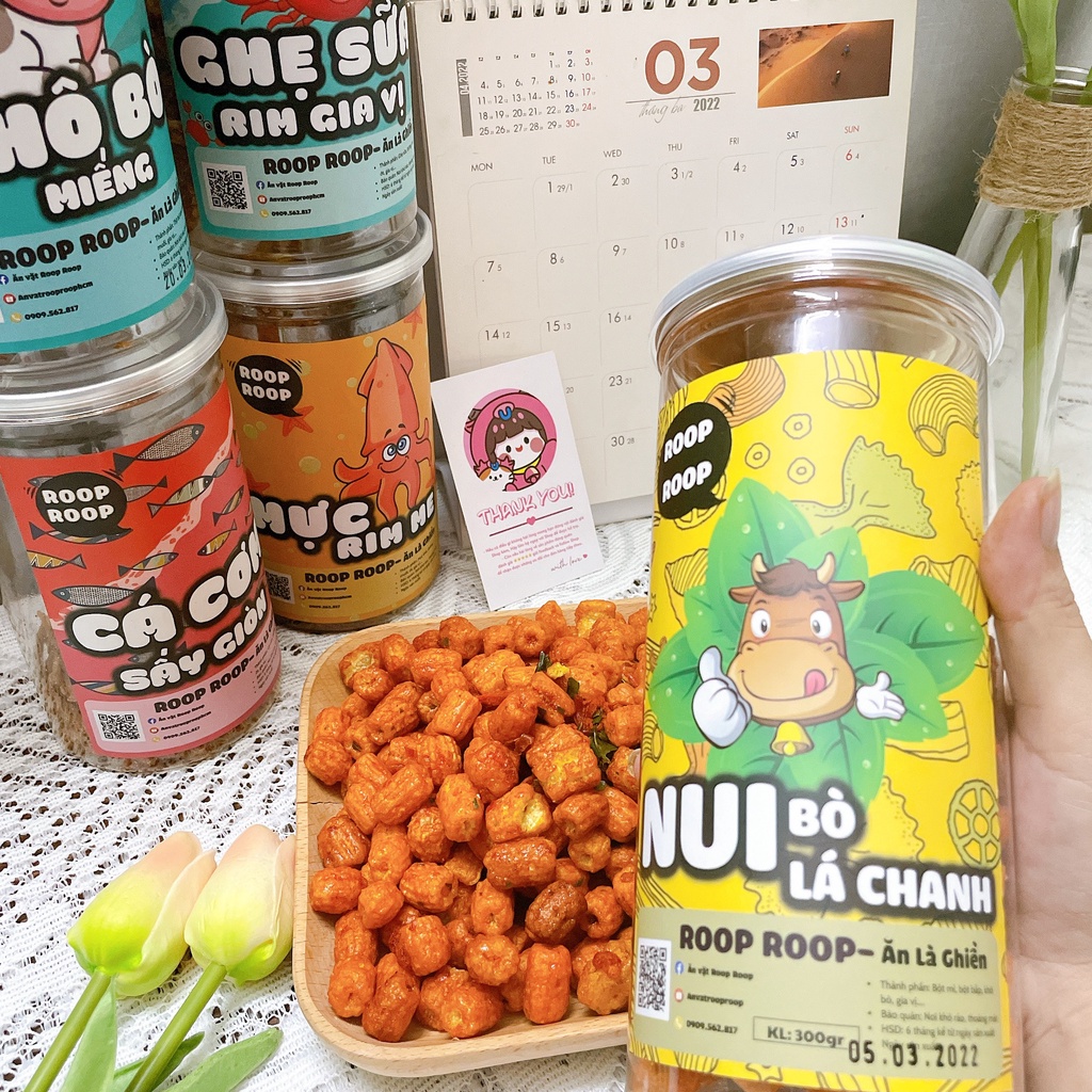 Nui sấy khô mix bò lá chanh 300g RoopRoop, ăn vặt Sài Gòn vừa ngon vừa rẻ