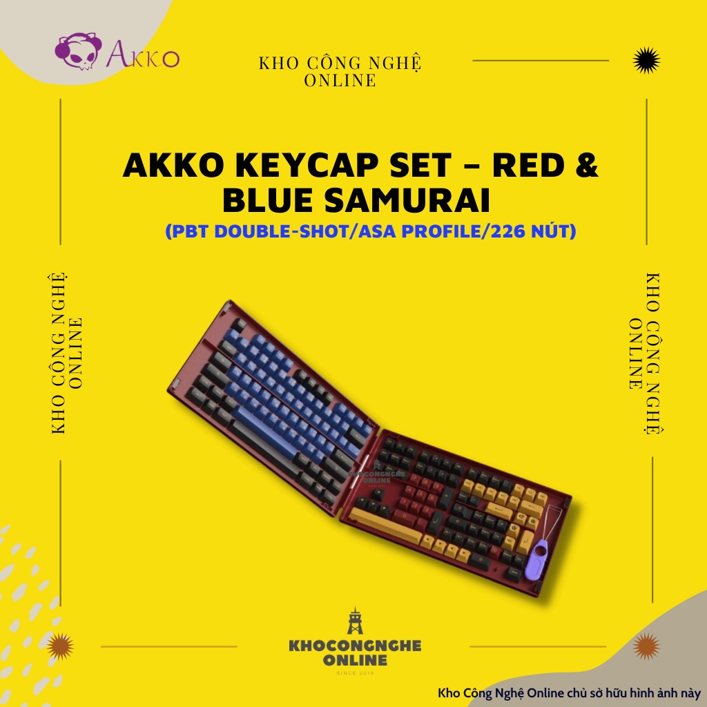 AKKO Keycap set – Red &amp; Blue Samurai (PBT Double-Shot/ASA profile/226 nút)