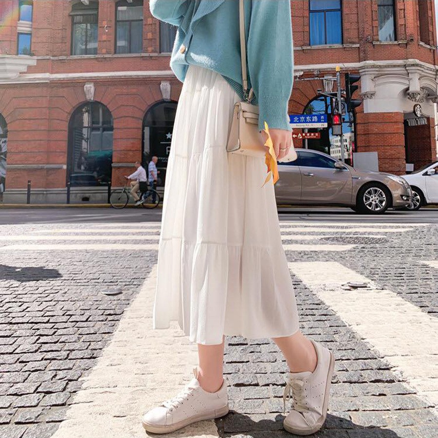 Chân váy dài tầng midi đen trắng JEESSE SKIRT | BigBuy360 - bigbuy360.vn