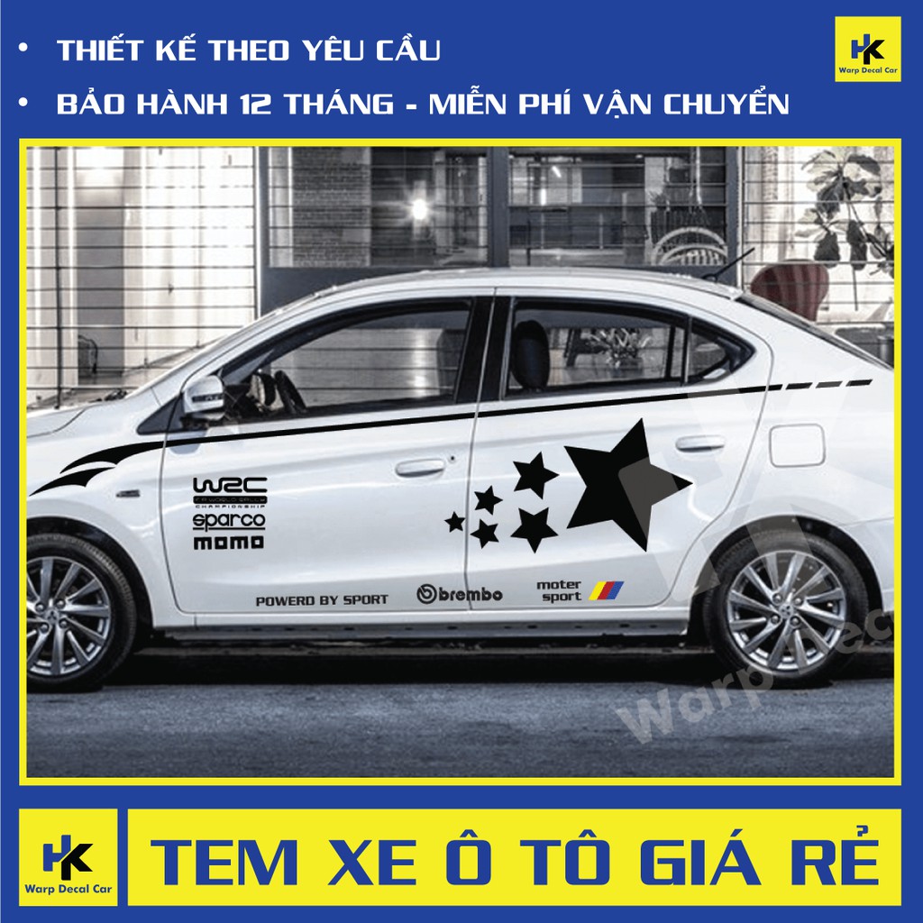 Tem xe Attrage dán 2 bên sườn - tem xe ô tô giá rẻ hà nội