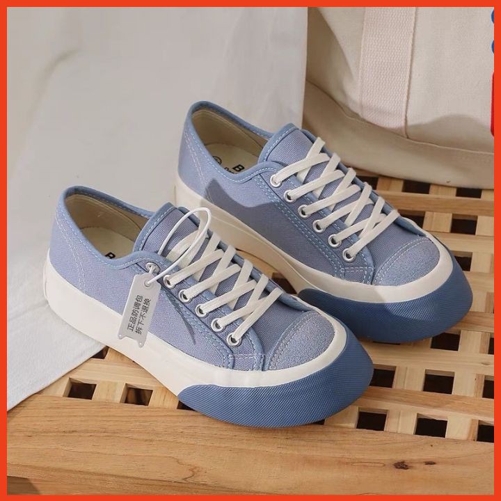 Giày Thể Thao Mẫu Mới Viền Màu Cho Bạn Nữ, Giày Vải Thời Trang Đế Cao Đi Học, Đi Chơi Siêu Đẹp