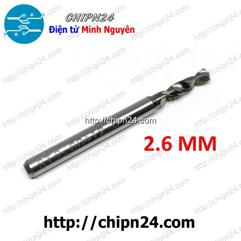 [1 CÂY] Mũi khoan mạch in CNC HỢP KIM 2.6mm (Mạch điện tử, PCB)