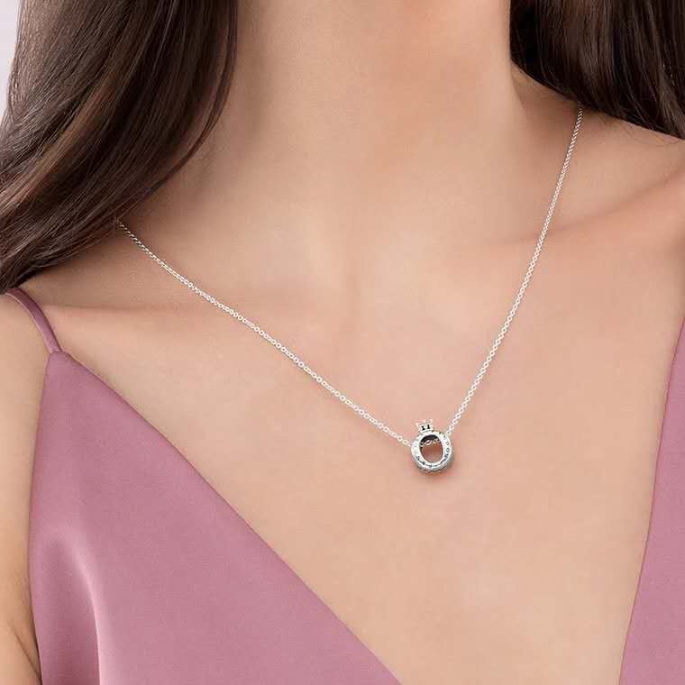 Pandora Mặt Vòng cổ Bạc 925 Hình Vương Miện Xinh Xắn