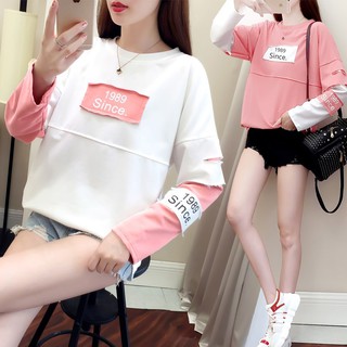 Áo Thun Tay Dài Dáng Rộng Thời Trang Mùa Thu Cho Nữ