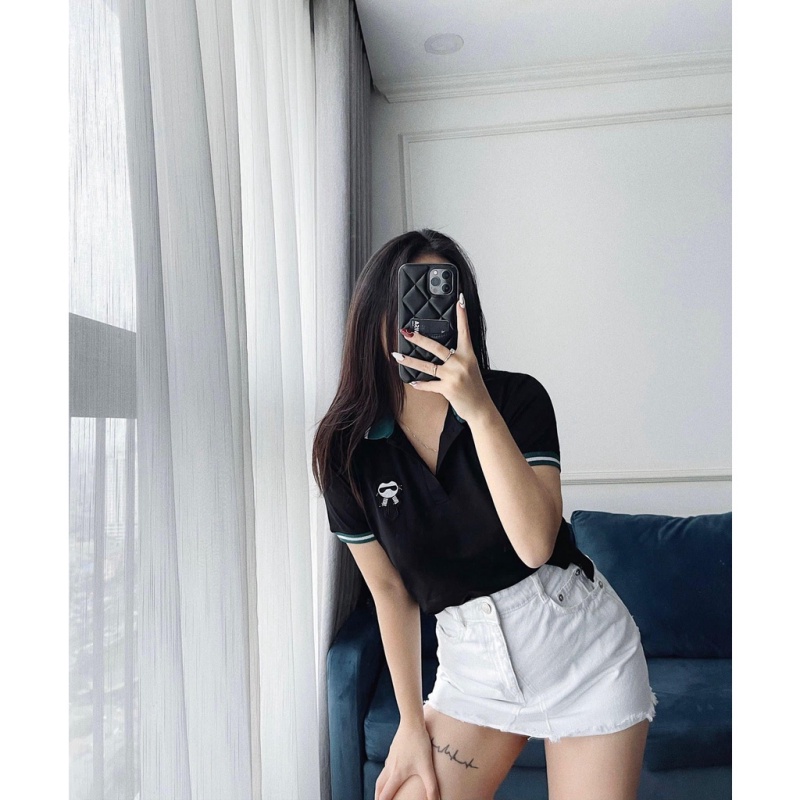 Áo thun nữ dáng polo phông cổ bẻ logo Ninja chất thun cá sấu tay ngắn Xiaomimi N.009.DE.S