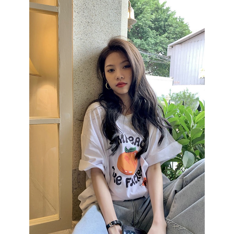 Áo Thun Nữ Ngắn Tay In Chữ Đơn Giản Thời Trang Mùa Hè Hàn Quốc Mới
