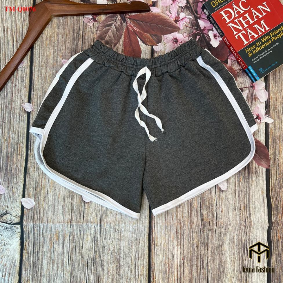 Quần đùi nữ MIA 1992 cao cấp - Quần short nữ Umi da cá cạp chun lưng cao viền kẻ sọc bắt mắt