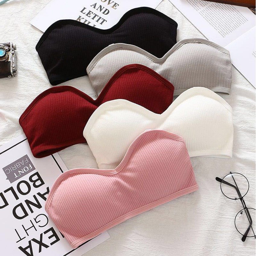 SUXI Áo ngực không dây màu trơn kiểu Hàn Quốc