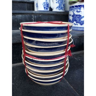 1 xâu 10 chén sành viềng xanh kiểu xưa loại thô