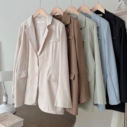 Áo khoác blazer nữ dáng dài tay form rộng 1 lớp có đệm vai oversize, Áo blazer nữ cổ vest form rộng 1 lớp đệm vai | WebRaoVat - webraovat.net.vn