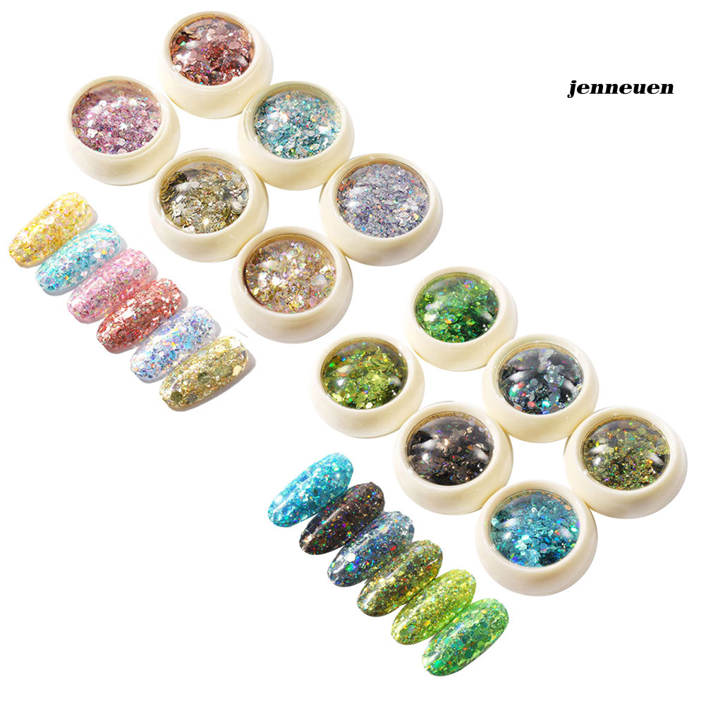 [Hàng mới về] Set 6 Hộp Kim Tuyến Lấp Lánh Trang Trí Móng Tay Diy