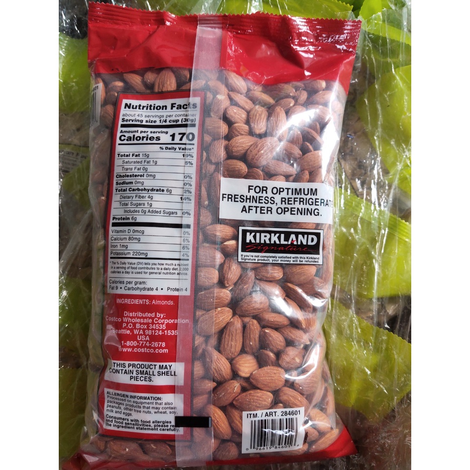 (MỚI 2023) HẠT HẠNH NHÂN MỸ KIRKLAND ALMONDS 1,36KG GIÒN, THƠM, NGON, NGUYÊN VỊ