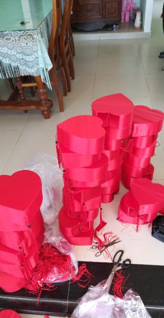 Đèn lồng trái tim trang trí Hội An 20cm CÓ sẵn