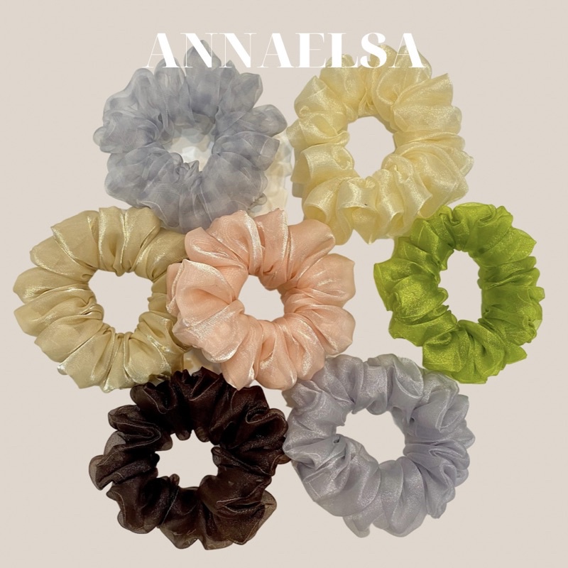 ANNAELSA Dây Cột Tóc - Scrunchies Vải Voan Màu Sắc Dễ Thương S013