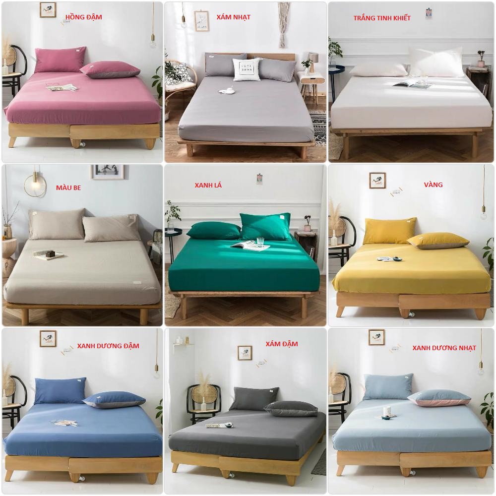 Ga chun bọc đệm kèm 2 vỏ gối cotton TICI drap giường 1m2 1m6 1m8 2m2 ĐệmNgọcDiệp