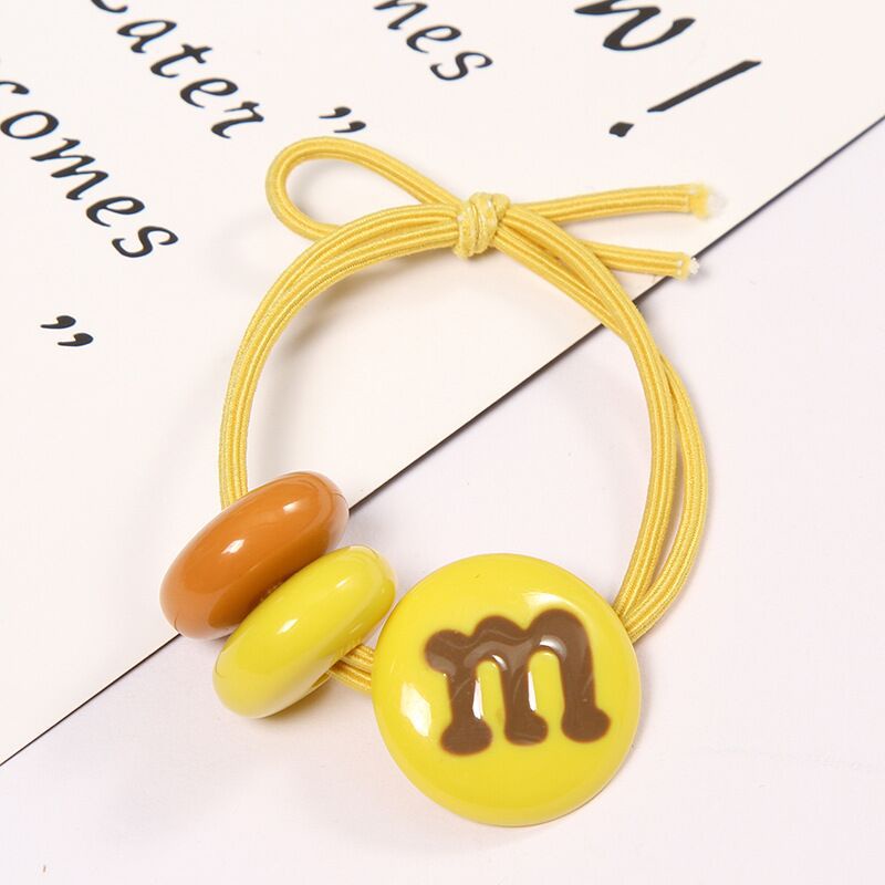 Dây Cột Tóc Cao Su Màu Đậu In Chữ m Màu Kẹo Đơn Giản Thời Trang Hàn Quốc Cho Nữ