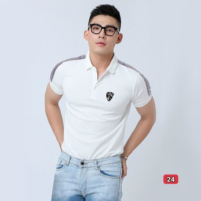 Áo thun nam muradfashion, áo thun polo nam màu trắng thêu logo đẹp phong cách thời trang nam 2021 atn24