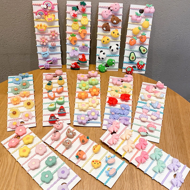 Dây Buộc Tóc Cao Su Co Giãn Tốt Không Đau Thiết Kế Dễ Thương Cho Bé Gái