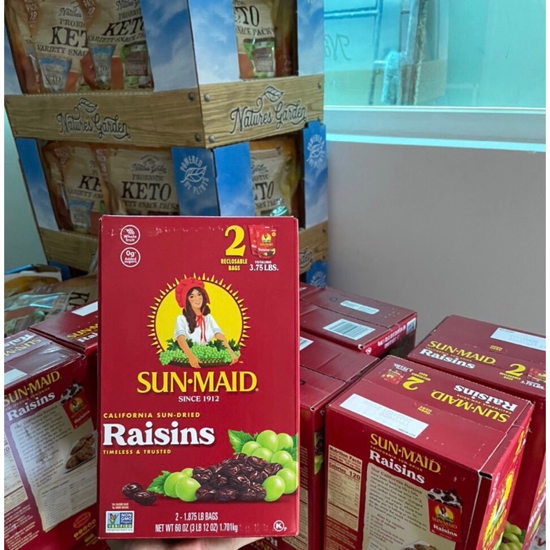 Nho khô Sun Maid Raisins 1,71kg, 1,81kg- hộp giấy