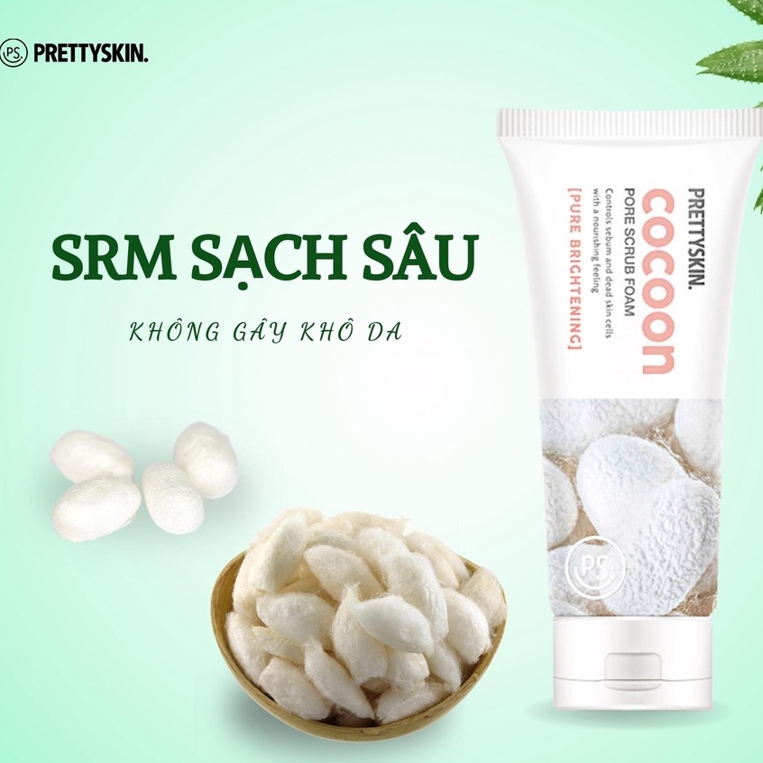 Sữa Rửa Mặt Tẩy Da Chết Kén Tằm Pretty Skin - PrettySkin Cocoon Pore Scrub Foam 150ml