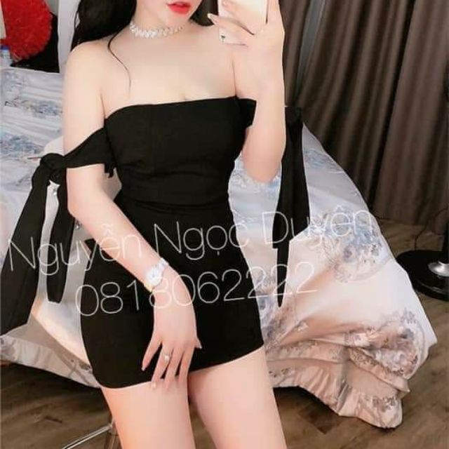 Đầm body cúp ngực tay cột nơ