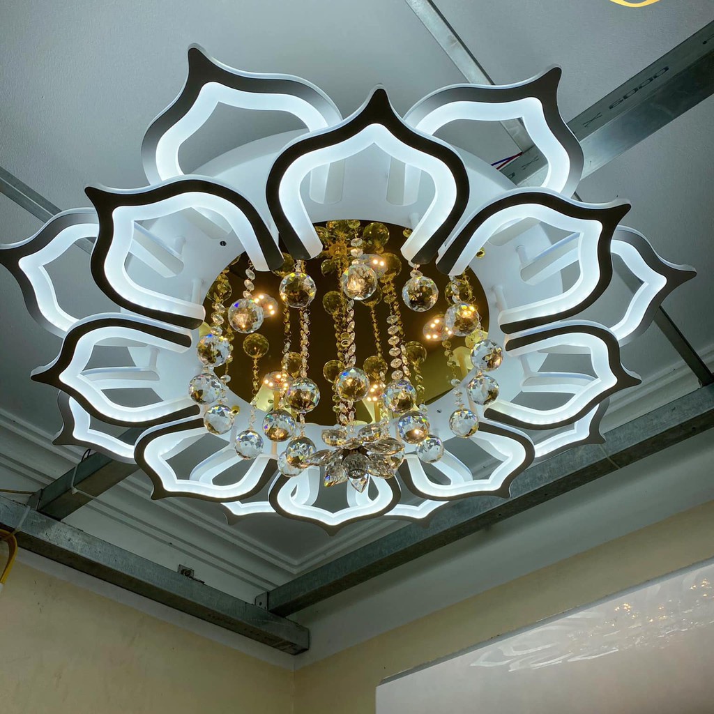 Đèn Ốp Trần Trang Trí Phòng Khách Hình Hoa Sen, Đèn Mâm Led Ốp Trần Hiện Đại,Sang Trọng