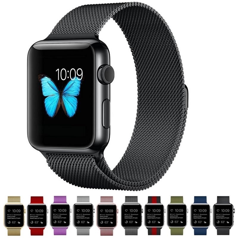 Dây đeo inox Milanese có khóa nam châm 38/40/41mm 42/44/45mm cho Apple Watch Series 7/SE 6/5