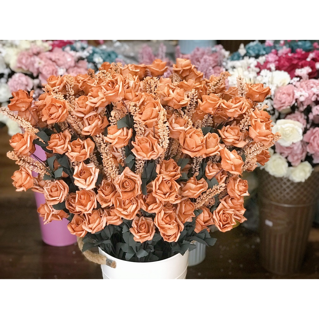 HOA HỒNG GIẢ CÀNH LỚN - TRANG TRÍ NHÀ