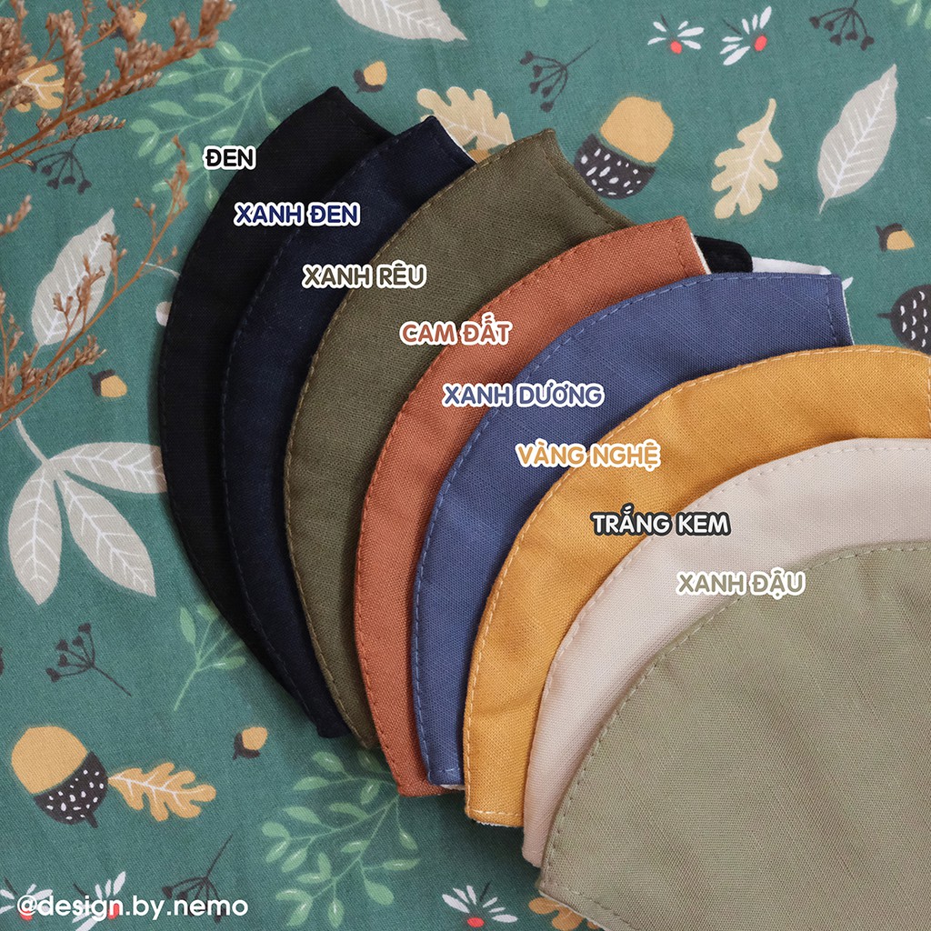 Khẩu Trang Vải Linen 3 lớp NEMO , lọc bụi chống nắng, kháng khuẩn, có nút tăng giảm dây khẩu trang - KTFL