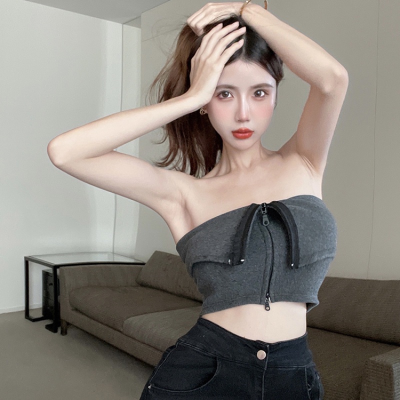 Áo Ống Không Tay Có Khóa Kéo Thiết Kế Thời Trang