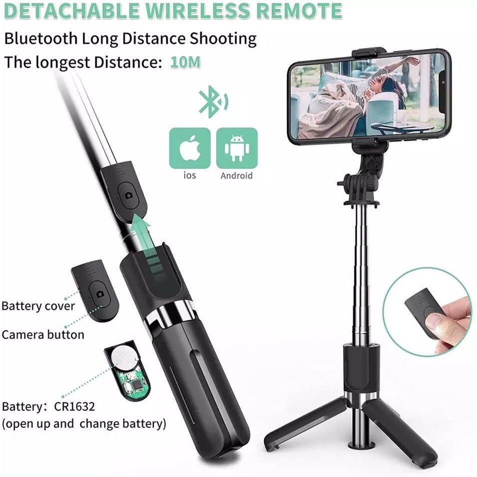 Gậy Chụp Ảnh Tự Sướng 3 Chân Đa Năng Q07,Q07s Kèm Đèn Selfie + Remote Bluetooth Siêu Tiện Lợi