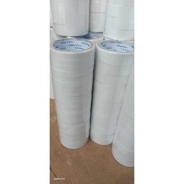 Băng keo 2 mặt trắng 12mm/24 cuộn, 24mm/12 cuộn, 48mm/6 cuộn độ dính cao.