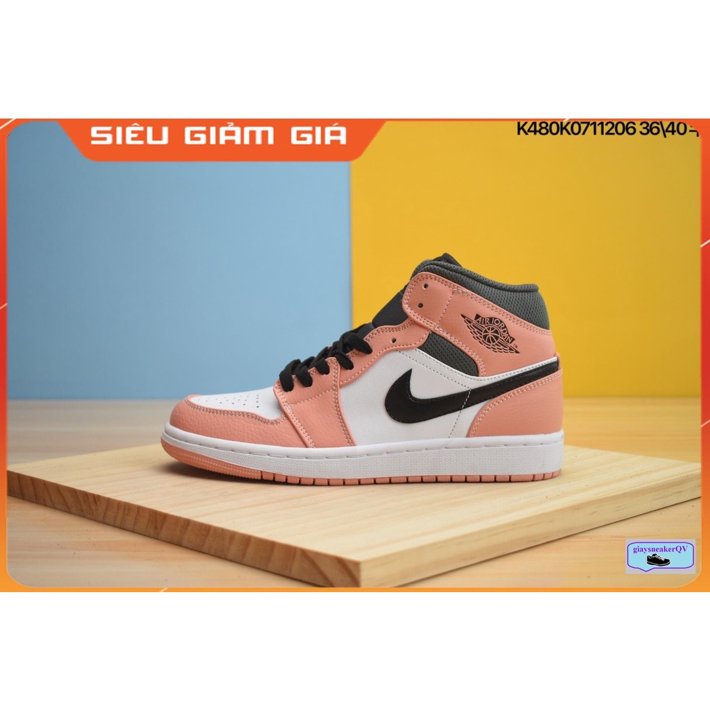 Giày thể thao Air Jordan 1 Mid Pink Quartz  hồng cổ lỡ siêu hot, giá yêu thương dành cho nữ