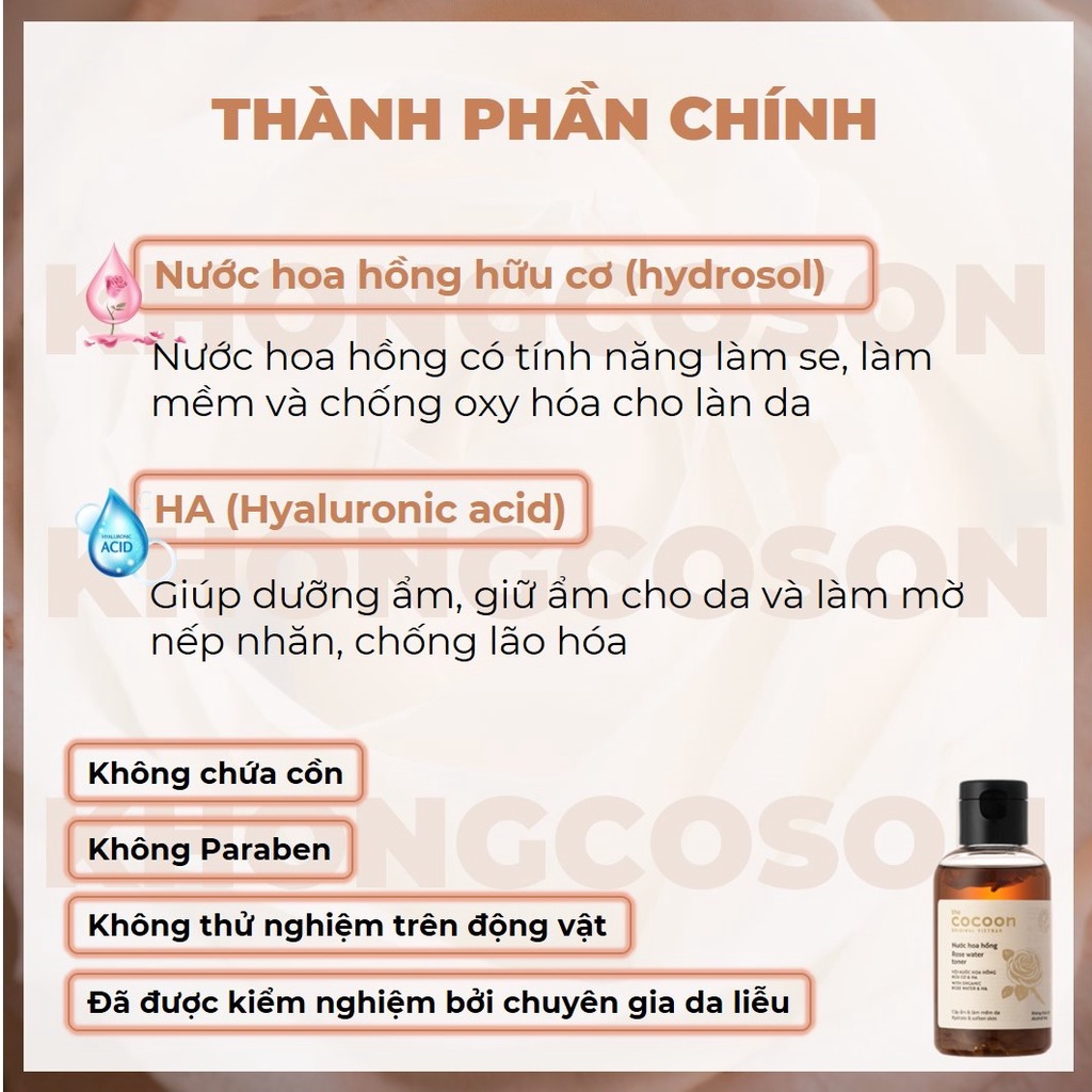 Toner Cocoon Nước Cân Bằng Hoa Hồng Cocoon With Organic Rose 140ml - Khongcoson