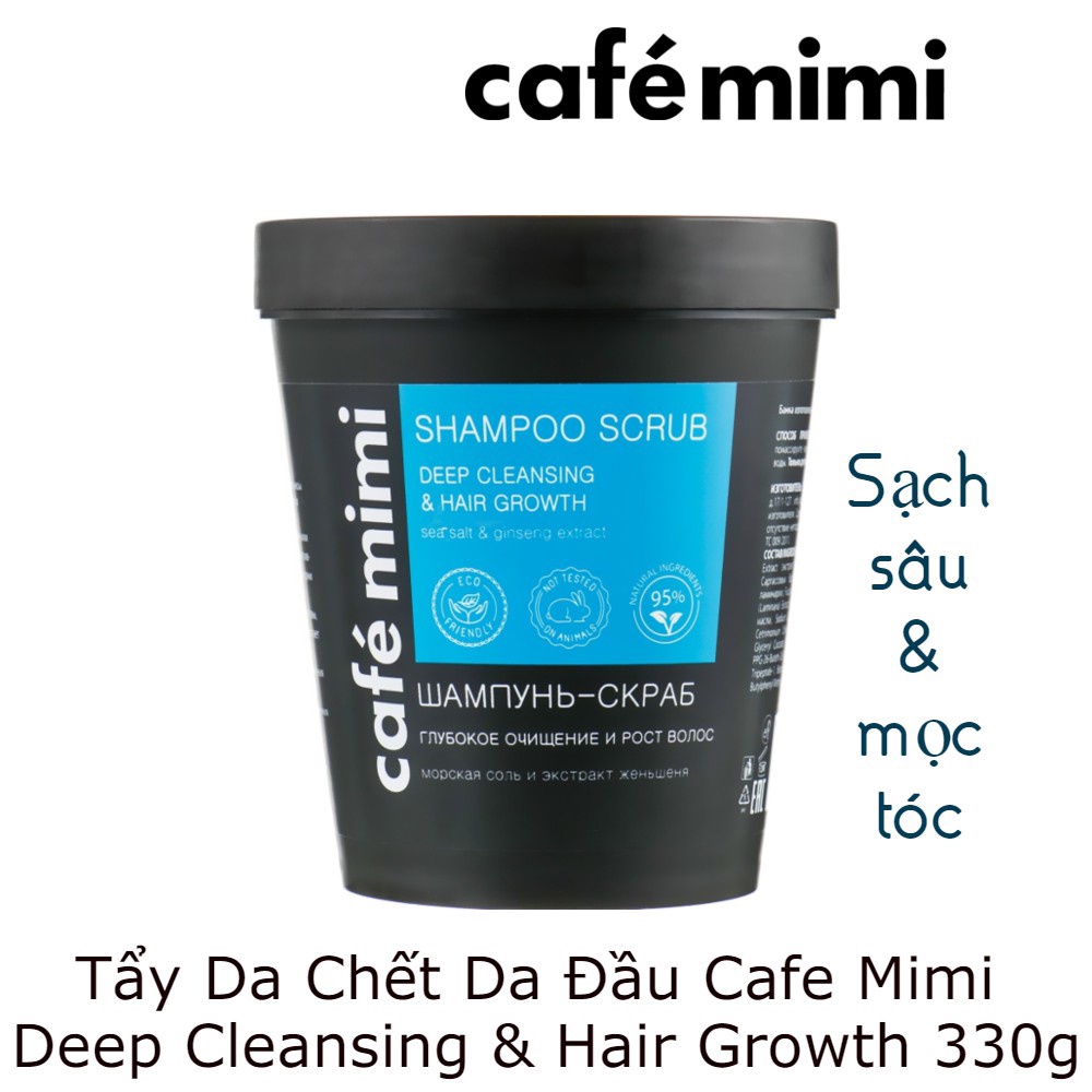 Tẩy Tế Bào Chết Da Đầu Làm Sạch, Kích Thích Mọc Tóc Café Mimi Shampoo Scrub 330g