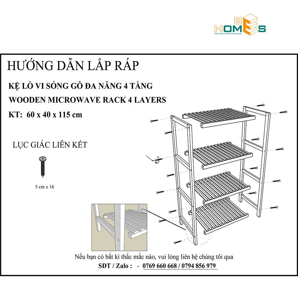 [Hỏa Tốc] Kệ Lò Vi Sóng 4 Tầng Gỗ