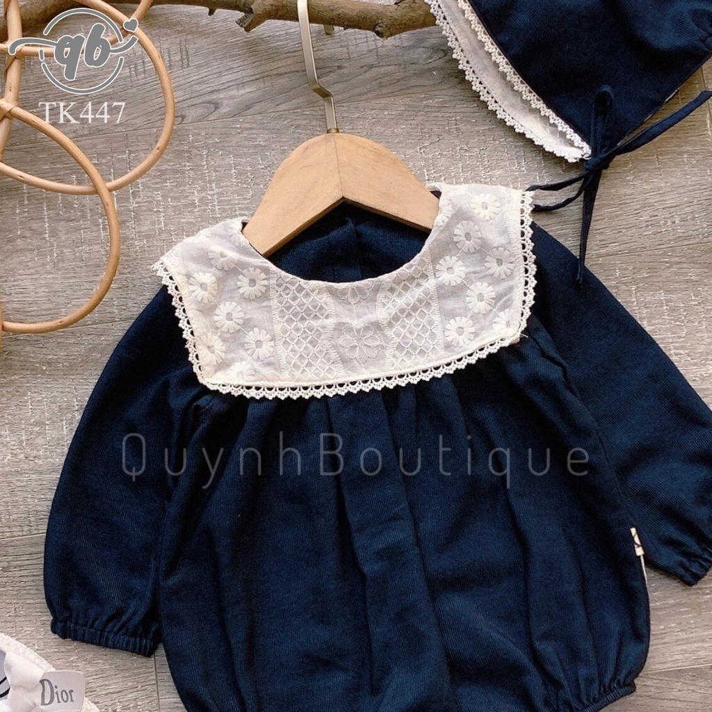 Quần áo sơ sinh QUỲNH BOUTIQUE Body nhung tăm mềm mại cho bé gái (5-15kg)