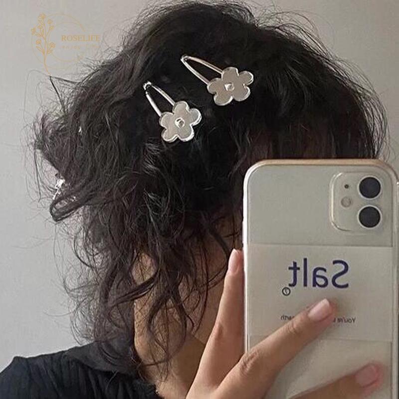 Autum98 Kẹp Tóc Kim Loại Hình Hoa Tráng Gương Phong Cách Hàn Quốc (B2-4-6)