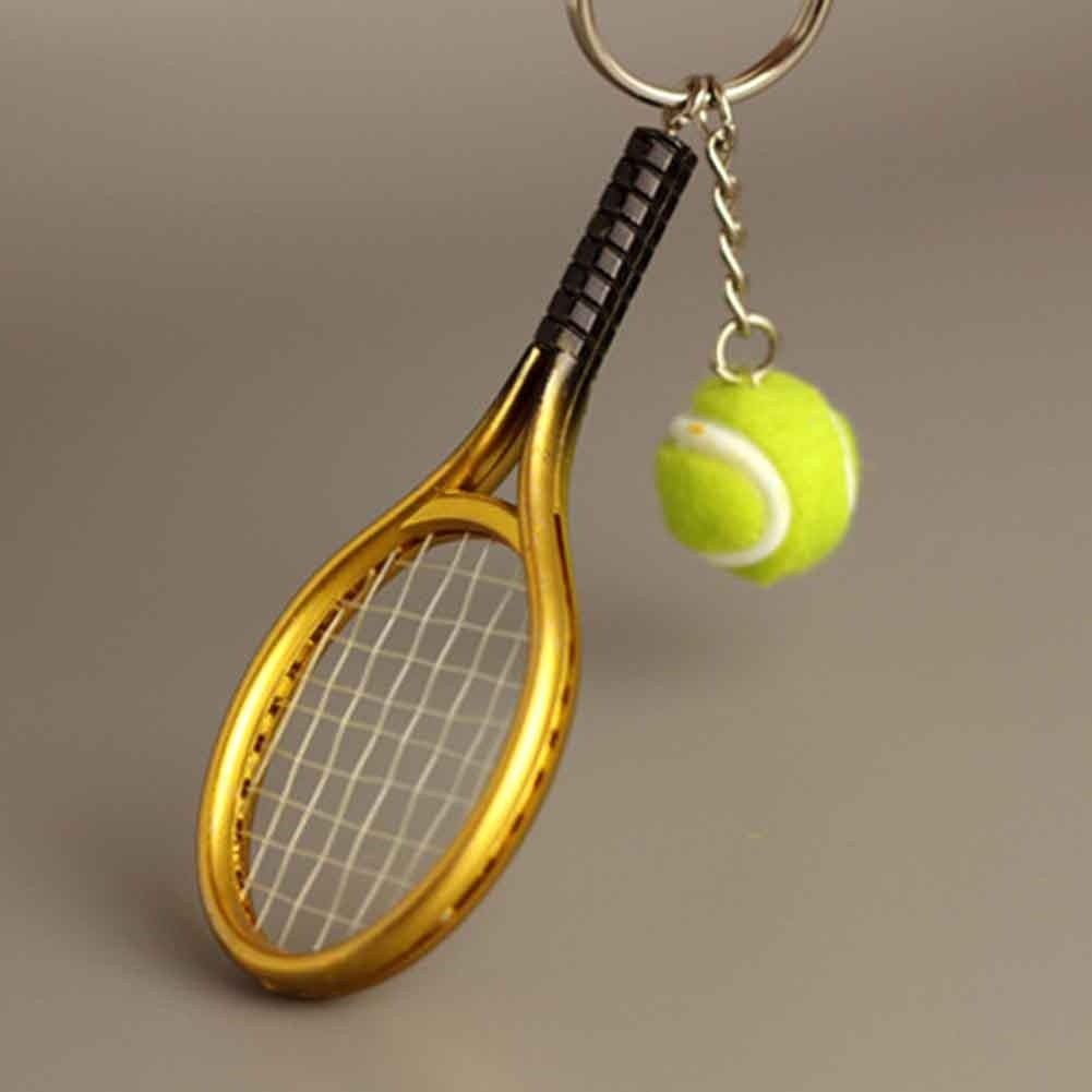 Móc khóa hình chiếc quần vợt + bóng tennis mini sáng tạo