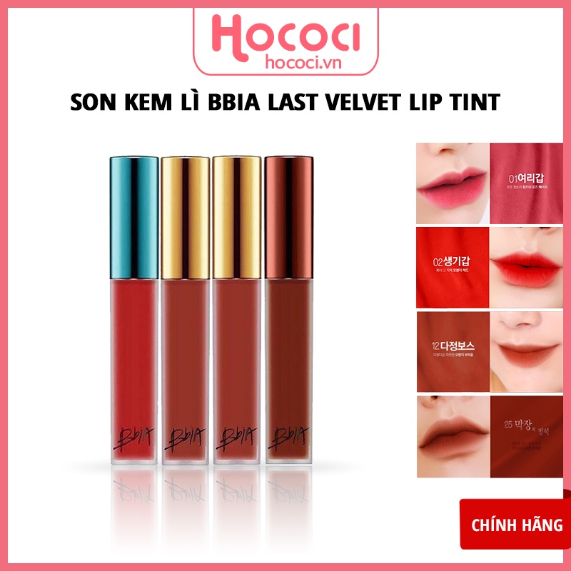 ✅[CHÍNH HÃNG] Son Kem Lì Bbia Velvet Lip Tint 4 Màu 01/02/12/25