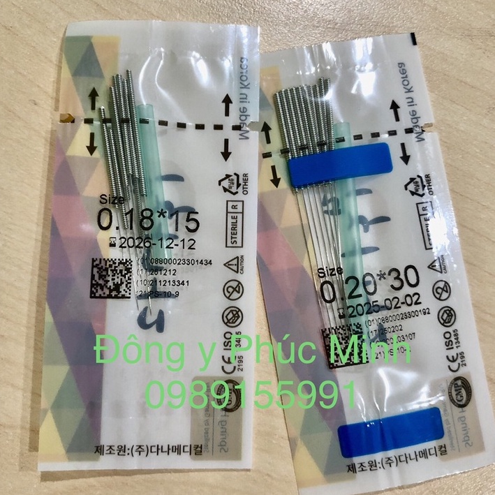 Kim Châm Cứu Hàn Quốc Chất lượng cao, đầu kim từ 0,16* 15mm, 0,18*15mm, kim thể châm và kim nhĩ châm.