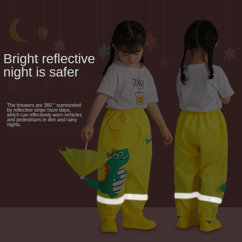 Quần Dài Đi Mưa Chống Thấm Nước Họa Tiết Khủng Long Dễ Thương Cho Bé