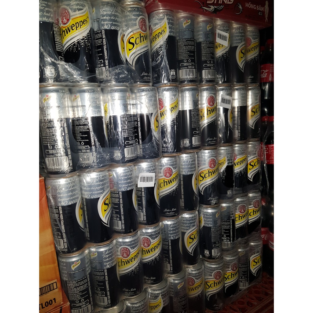 Thùng 24 Lon Nước Ngọt Có Gas Soda Schweppes Soft Drink Lon 330ml Date Luôn Mới