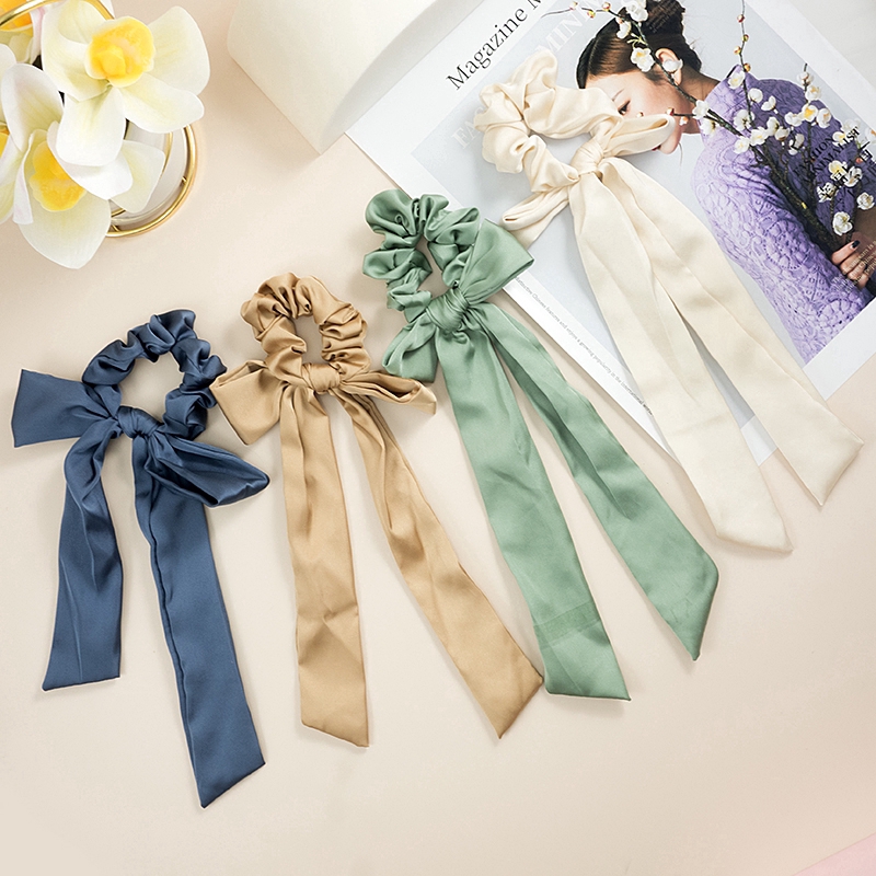 Dây buộc tóc đuôi ngựa thắt nơ lớn kiểu dáng đơn giản thời trang D062601