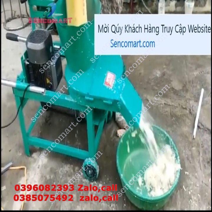 Máy băm lát,mịn cỏ voi,cây chuối 2 lưỡi dao to có bánh xe đẩy tiện lợi