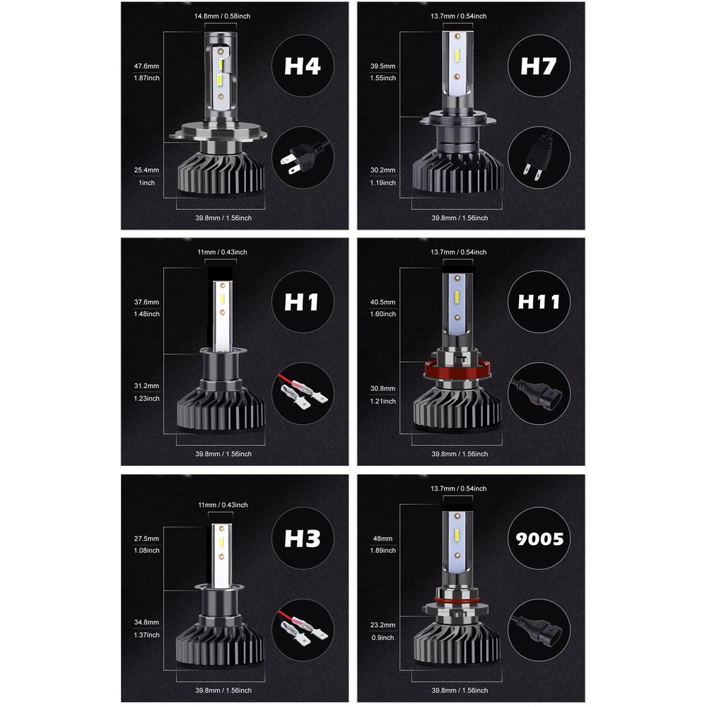 1 Cặp Bóng Đèn Pha LED H4 H7 H8 H10 9012 H11 H27 9005 HB3 9006 HB4 H1 3000K 4300K Cho Xe Hơi ​​Đèn LED Phá Sương Mù 6000K 8000K 12000LM 110W 12V Chuyên Dụng Cho Xe Hơi