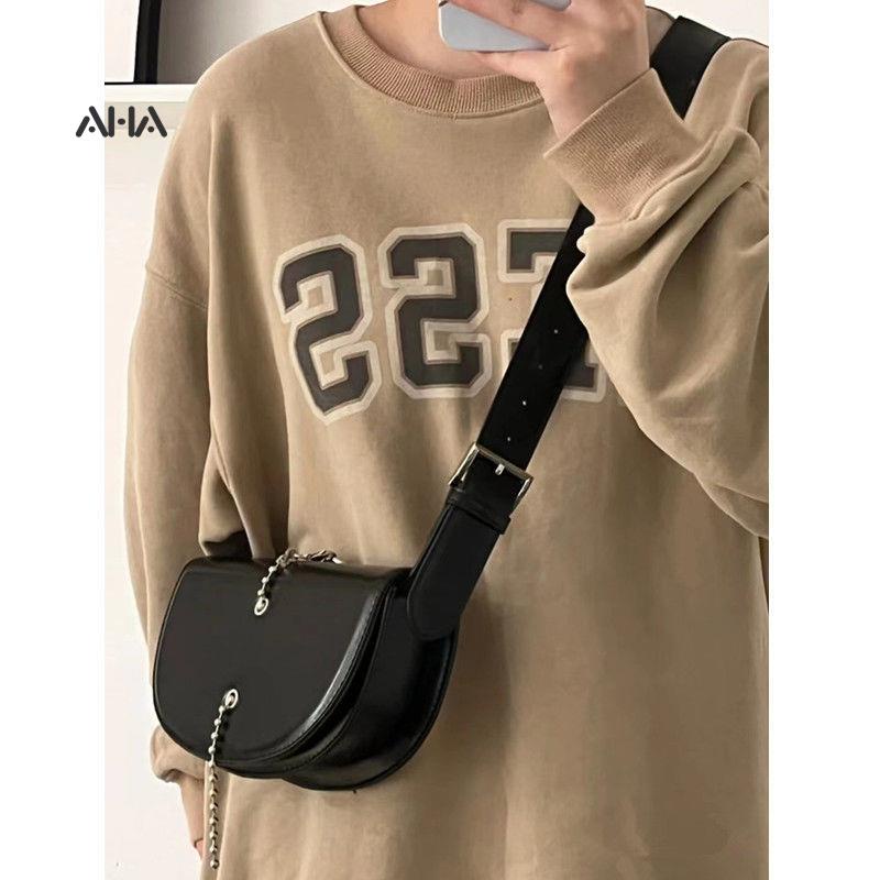 Túi đeo chéo AHA OFFICIAL phối dây xích đôi phong cách đường phố cá tính cho nữ